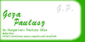 geza paulusz business card